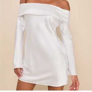 Lulu's Elegant White Strapless Dress
